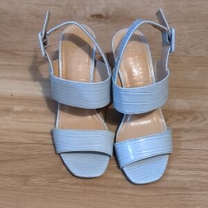 LC Lauren Conrad Sky Blue Croc-Embossed Sandals